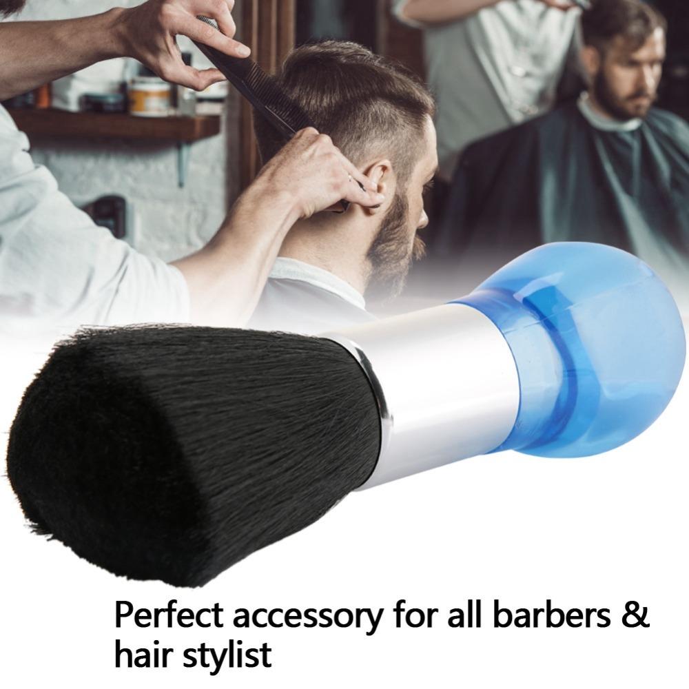 Comfortable Handle Hair Clean Hairbrush Soft Neck Face Duster Brush Barber Salon синий