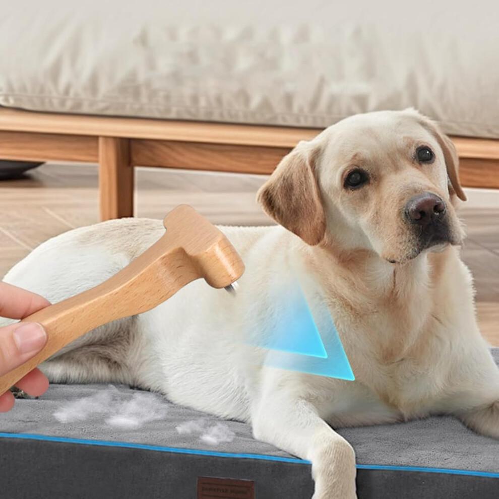 Pet Grooming Tool - Stainless Steel Pet Hair Remover Brush with Wooden Handle for Small and Medium Cats and Puppies