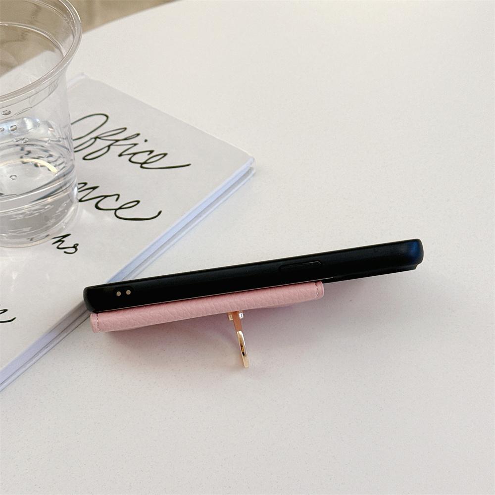 Ring Holder Flip Wallet Case For iPhone 11 12 13 14 15 Pro Max X Xs Max 13 Mini Litchi Leather Card Slot Soft Candy Color Cover