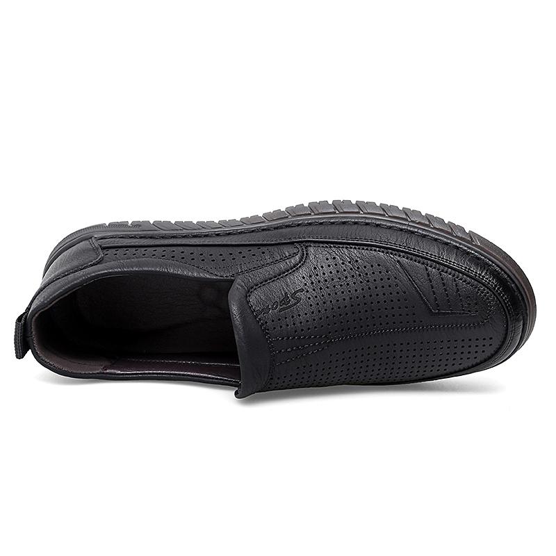 Summer Men's Casual Hollow Out Walking Shoes Breathable Driving Soft Bottom Leather Slippers Business Casual Shoes