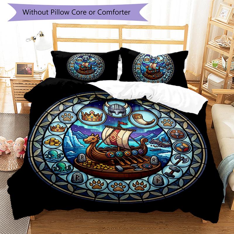 Ship Legend Pattern Bedding,Quilt Set Quilt Cover Pillowcase Home Birthday Gift (1*duvet cover+2*pillowcase,without core)