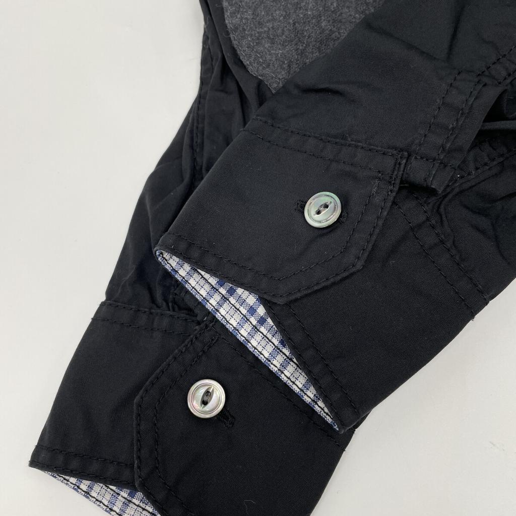 JUNYA WATANABE MAN WD-B022 Black Cotton Broad Wool Flannel Check Long Sleeve Shirt tops XS blackUsed