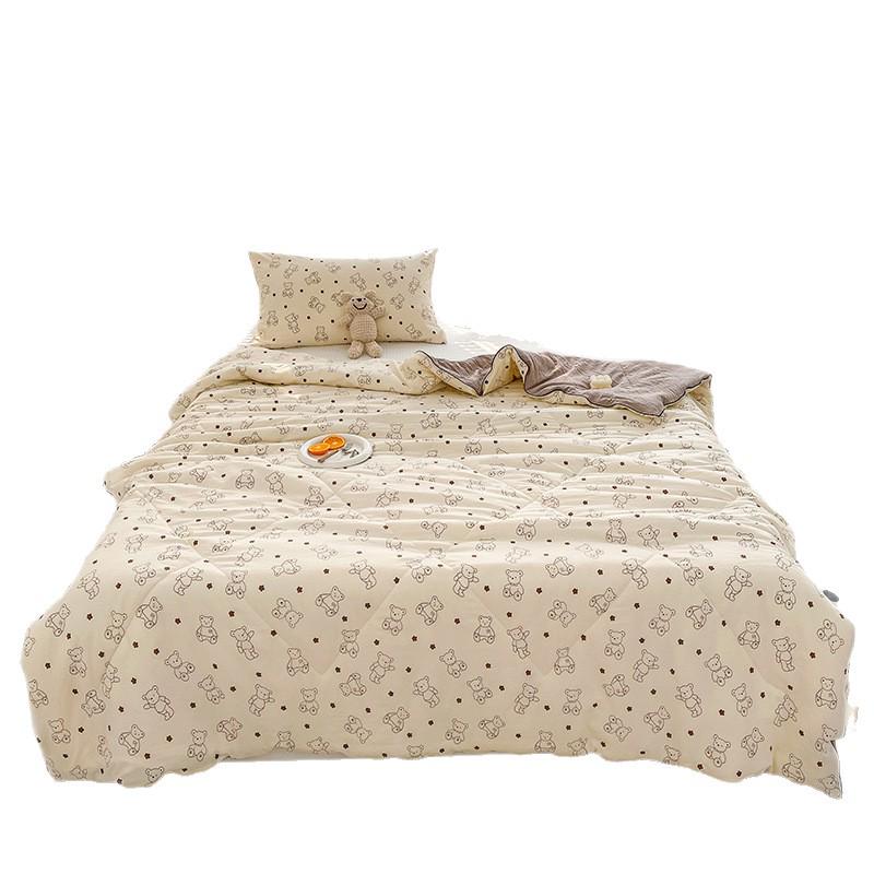 Letní prošívaná přikrývka z dvojité gázy - Bavlněná třída A, praná, pro koleje a klimatizované místnosti