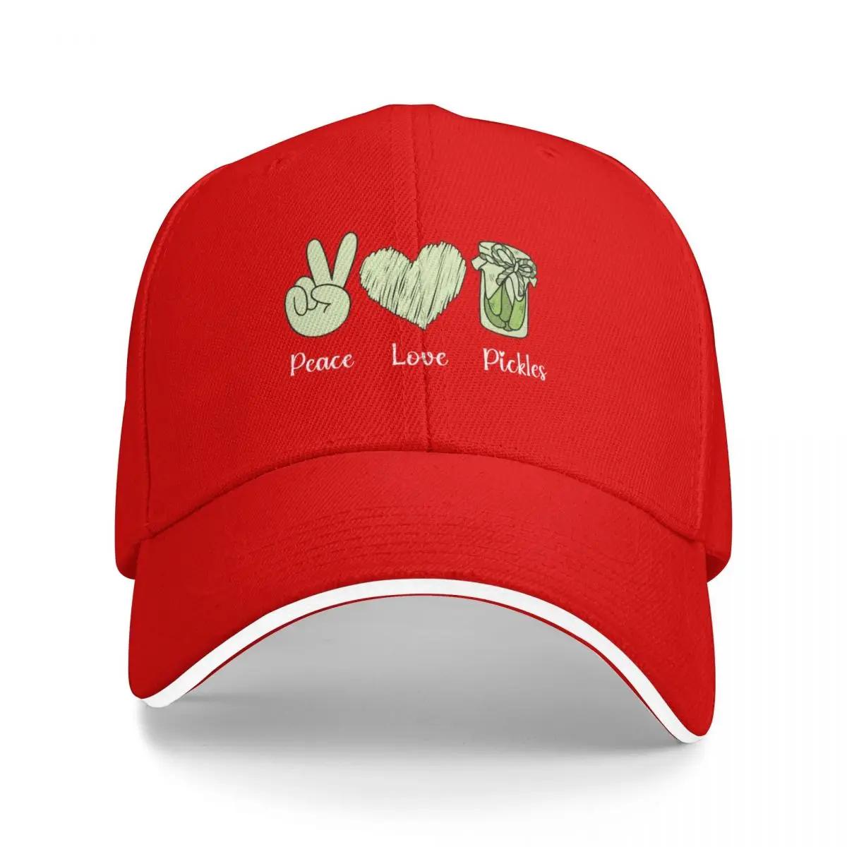 Funny Pickle Lover Peace Love Pickles Baseball Cap Funny hats designer cap Bobble Hat Baseball For Unisex Womens