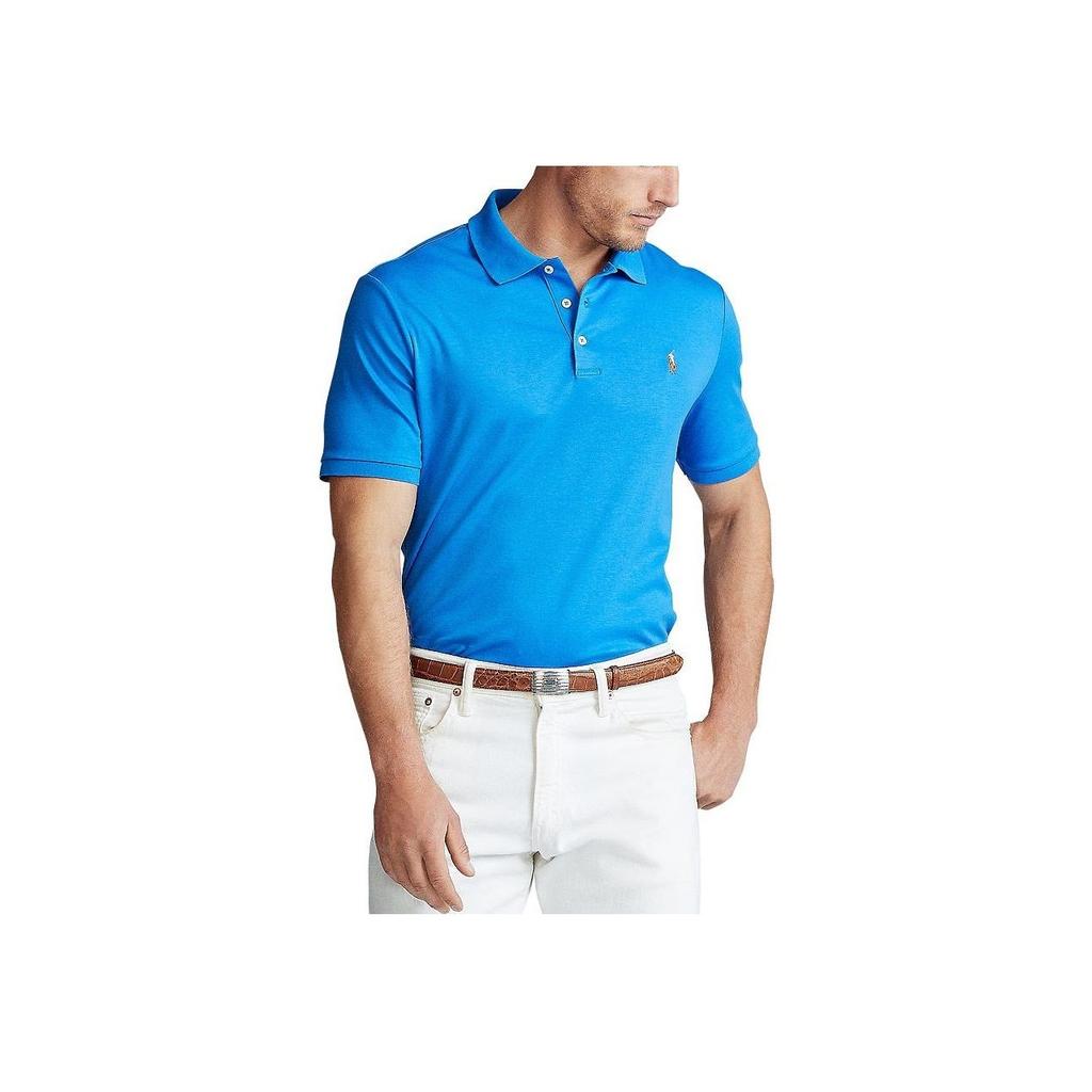 Polo Ralph Lauren Einfarbig Logo Bestickt Pullover Straight Fit Kurzarm Poloshirt Herren Oberteile Blau 710660606-063