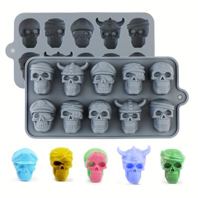 Stampo in Silicone a 10 Cavità Testa di Teschio, Grado Alimentare Senza BPA per Cioccolato, Caramelle, Cubetti di Ghiaccio, Decorazione Torte, Cottura