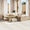 13-piece Garden Sofa Set with Beige Cushions Poly Rattan Acacia, 3-piece Garden Dining Set 3363226