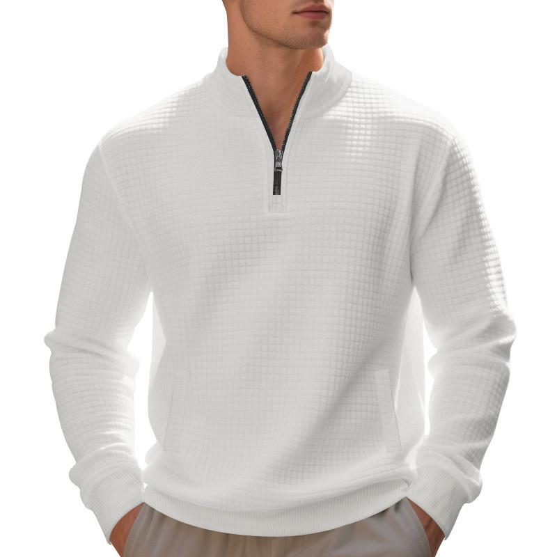 Mens Spring Fleece Sweater With Stand Collar And Zipper For Casual Urban Style