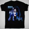 KISS Ace Frehley Blue Guitar Illustration Signature 100% Cotton T-shirt Mens Womens Tees Top
