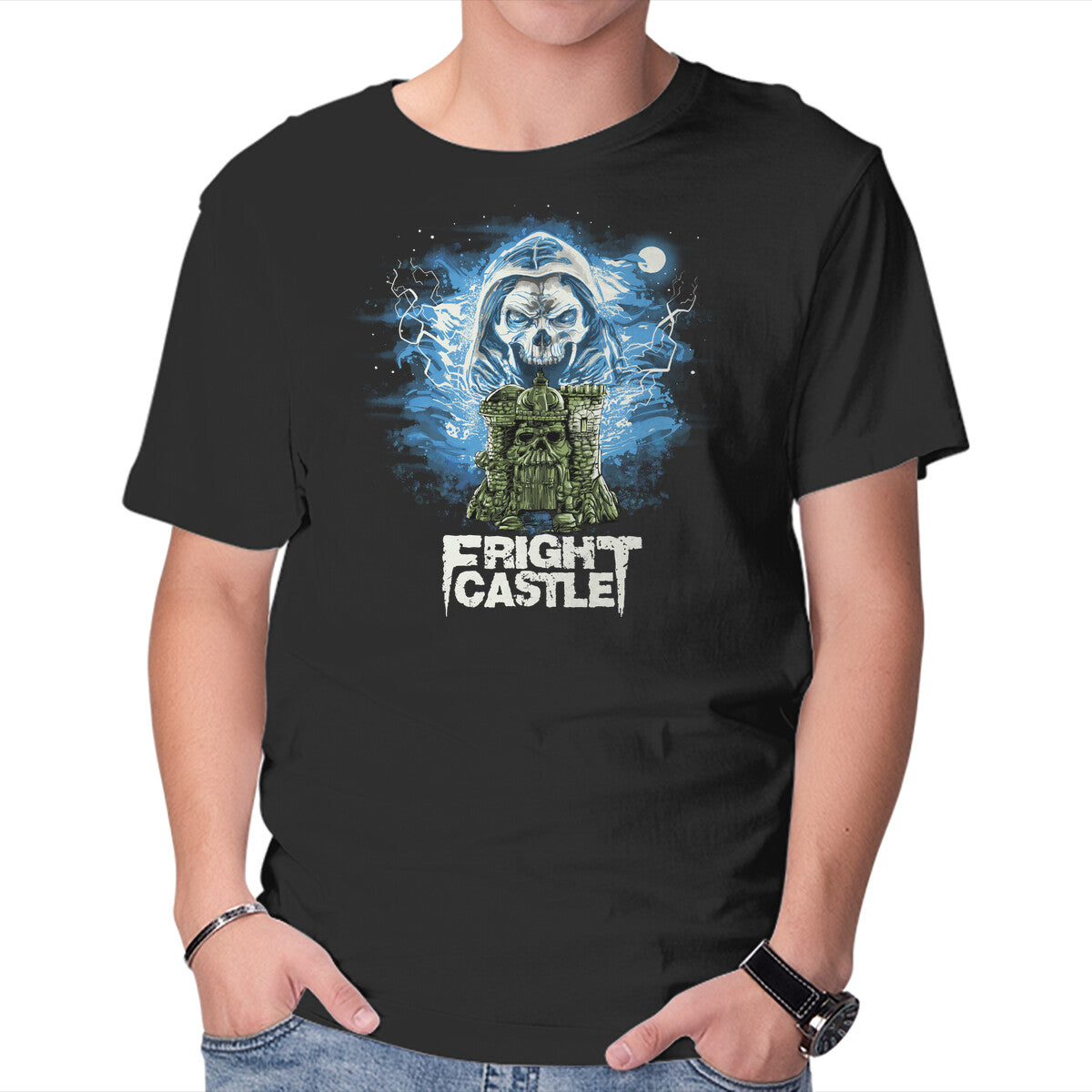 Unisex Crew Neck T-Shirt Fright Castle Graphic Short Sleeve Casual Tee XXXXL