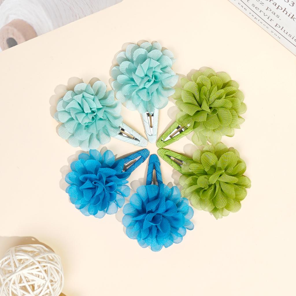 6Pcs Cute Chiffon Flower Slip Bangs Hair Clip, Princess Hair Accessory, Suitable for Girls Daily Use, Ideal Choice As a Gift