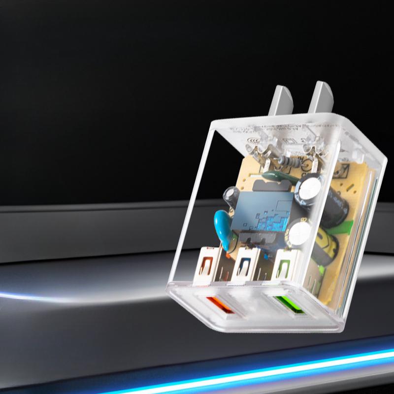 

Прозрачная многопортовая головка для быстрой зарядки мобильных телефонов, подходит для быстрой зарядки Apple, автоматическое отключение питания, умное зарядное устройство