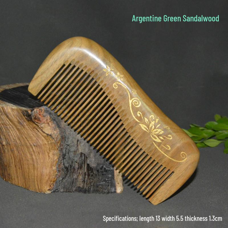 Ox Ridge Jade Green Sandalwood Massage Comb - Anti-Static Hair Loss Therapy.