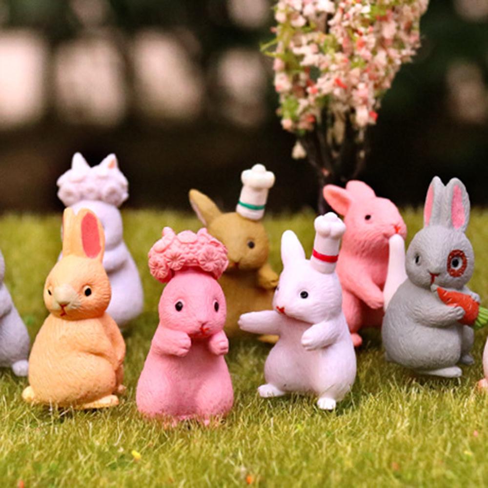 Puzzle 12 Pcs Lovely Rabbits Toys Animal Characters Figurines Playset Garden Cake Decoration Home decor