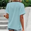 2025 Spring/Summer Women's Fashion Casual Solid Color V-neck Button T-shirt