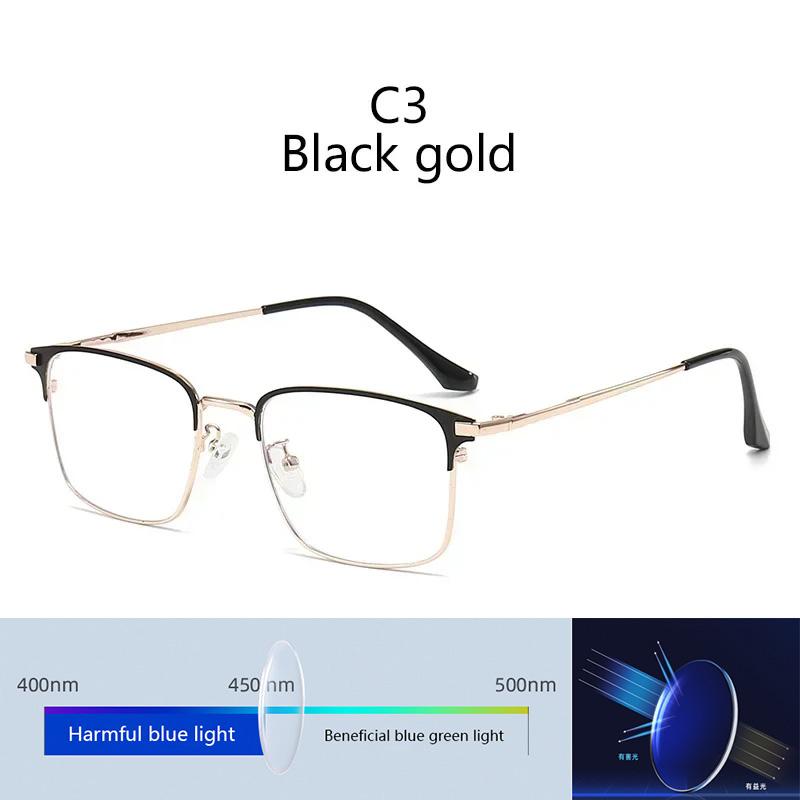 Plain Glasses Metal Full Rim Glasses Men Rectangle Prescription Eyeglass Frames For Optical Lenses Anti Blue Light