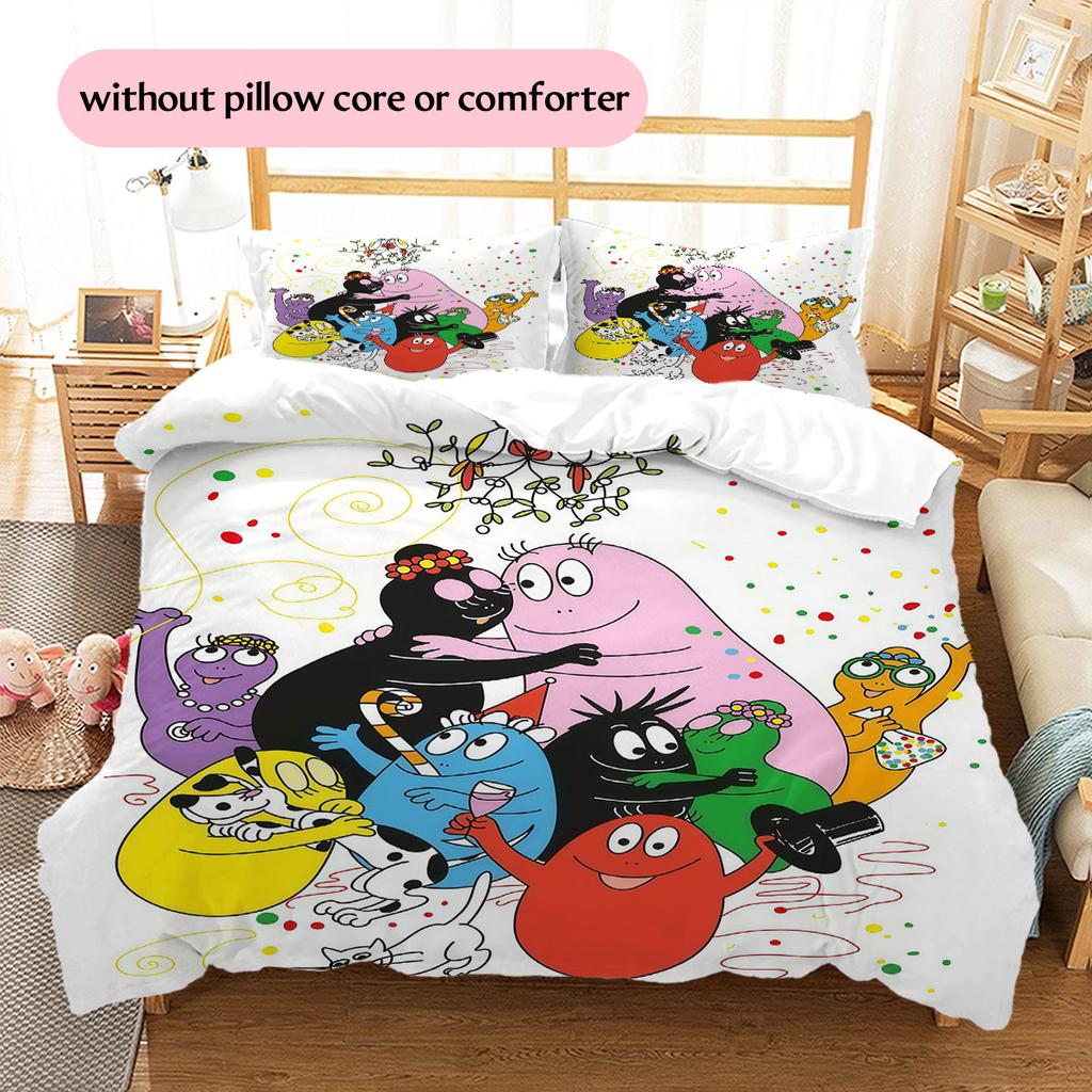 The Barbapapa Family Pattern Bedding Home Decoration Birthday Gift ( 1 Duvet Cover + 2 Pillowcase, Without Core),fan Merchandise.