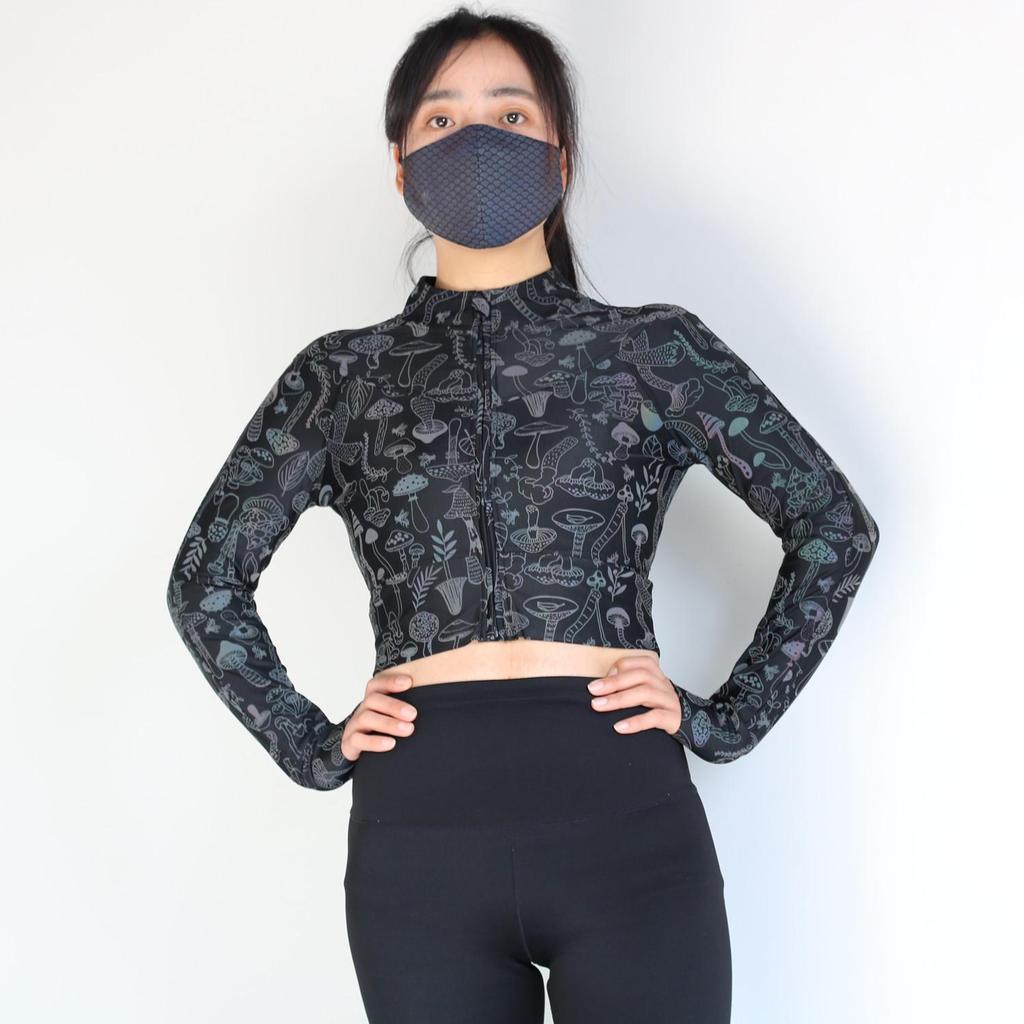 Irisierende reflektierende schmal geschnittene Reißverschlussjacke für Damen