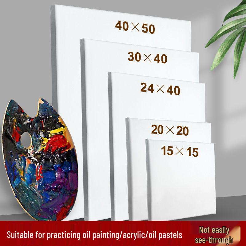 Beginner Acrylic Gouache Oil Painting Canvas with Solid Wood Frame