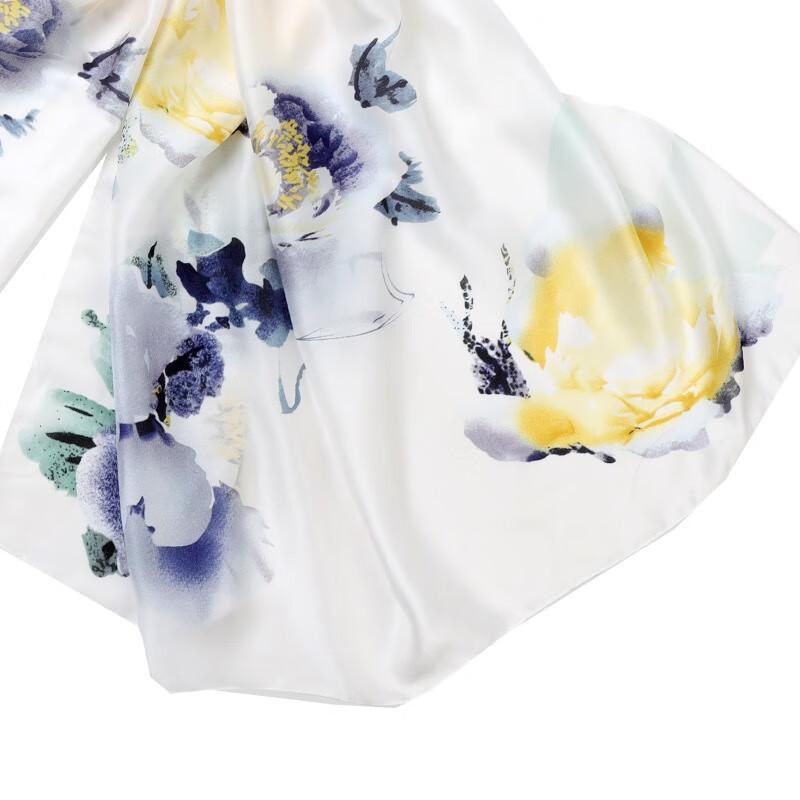 Aisiya Lan Elegant Floral Long Silk Scarf