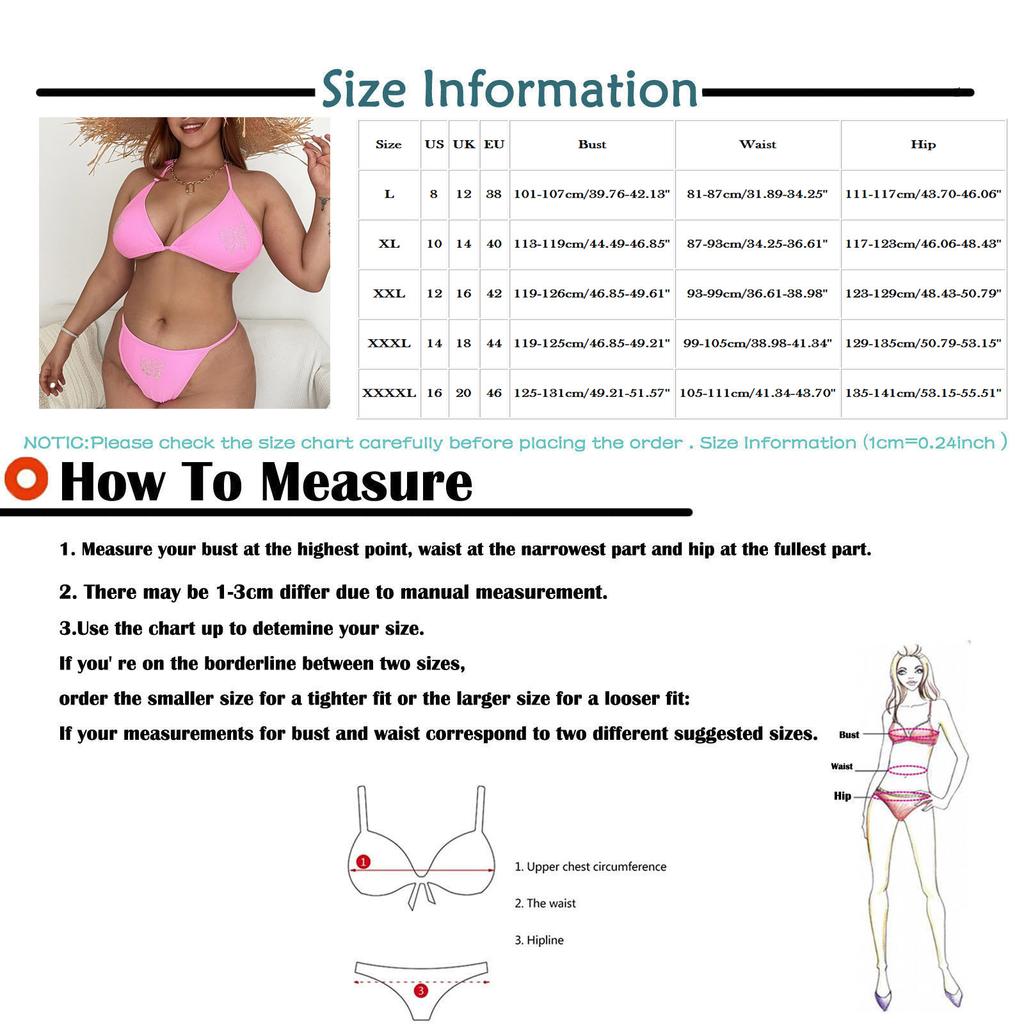 Plus Size Two Piece Swimsuit Women Solid Color Backless Bikini Set Adjustable Straps High Cut Bottom Beachwear Swimwear