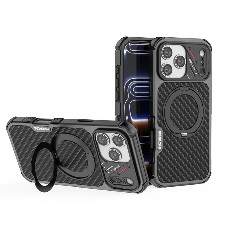 Applicable To IPhone17Promax Mobile Phone Case, Carbon Fiber Magnetic Suction All-inclusive Anti-drop 17Pro IPhone Case.