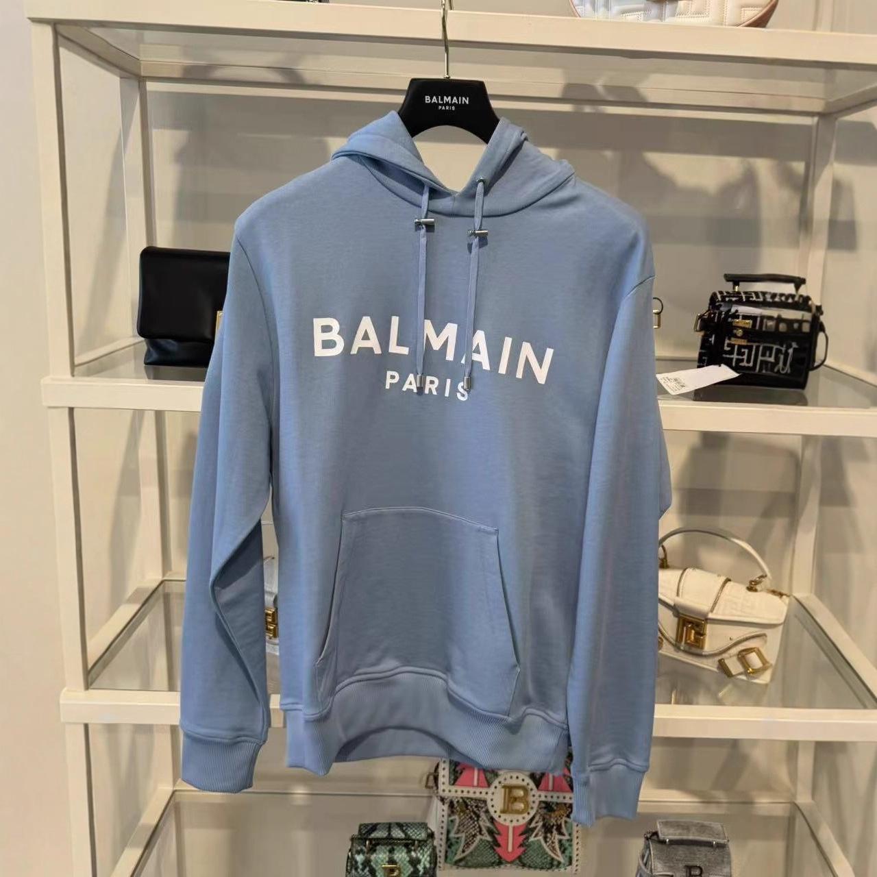

Balmain Unisex Casual Loose Fit Hooded Sweatshirt - Winter 2025 Collection XL синій