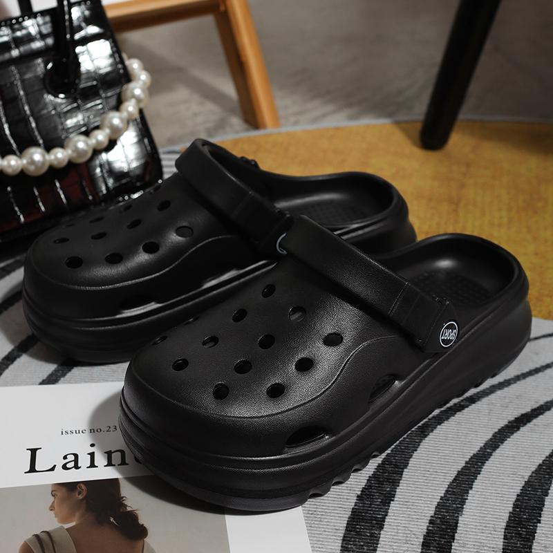 Hollow Out Closed Toe Summer Sandals Women  Thick Bottom Platform Sandals Woman Solid Color Non-slip Soft Sole Beach Shoes