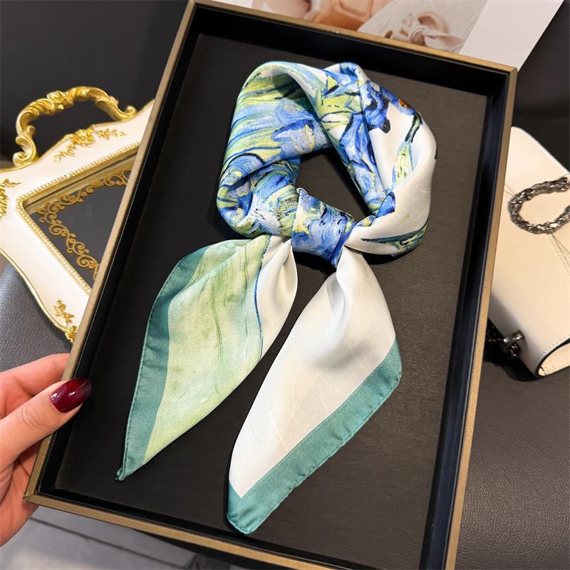 70*70Cm Designer Print Scarf Women Silk Scarves Bandana Hijab Neckerchief Shawl Kerchief Summer Hair Band Foulard Lady Luxury