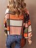 Autumn/Winter Women's Color Block Drawstring Stand Collar Sweater - European & American Casual Waffle Knit Long Sleeve Top