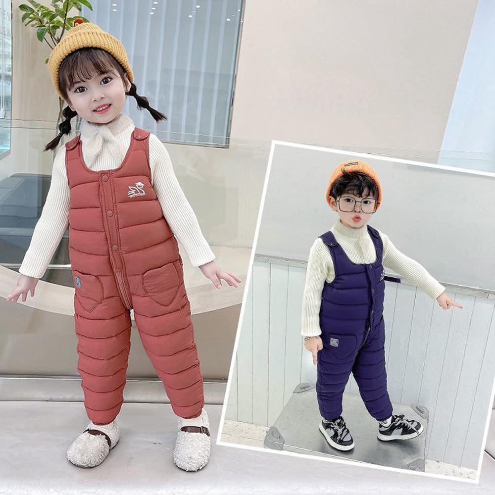 Kids Overalls Jumpsuit Down Pants Suspenders Pants Baby Suspenders Rompers Clothes Snow Play Boys Girls Padded Thick Autumn Winter 90 100 110 120