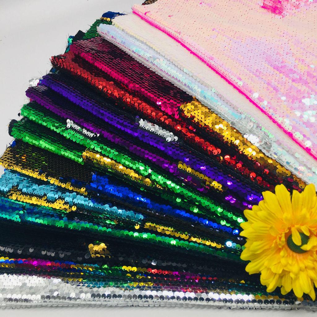 50-Color Double-Sided 5mm Sequin Fabric for Clothing, Luggage, and Wall Decoration