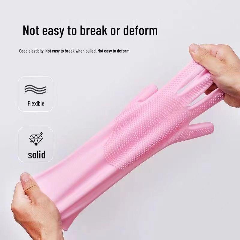 Magic Silicone Dishwashing Gloves - Durable, Waterproof Rubber Kitchen Gloves for Women, Household Cleaning, Scrubber, Dishwashing.
