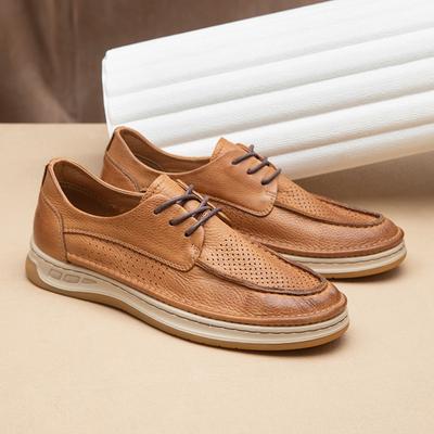 Single-Layer Fashion Hollow Men'S Shoes Handmade Summer Daily Retro British Style Business Casual Leather Shoes Men'S Genuine Leather