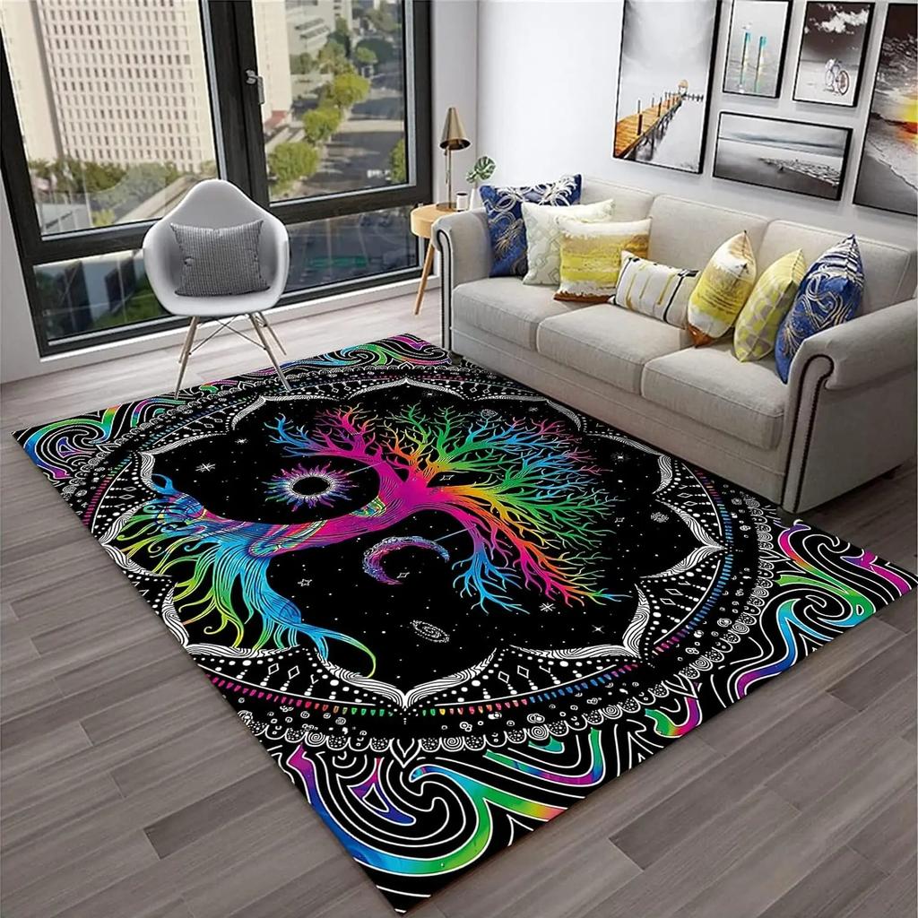 Moon Phase Tree of Life Area Rug Sun and Moon Carpet Bohemian Decor Mats for Bedroom Home Dorm Bohemian Home Decoration Carpet