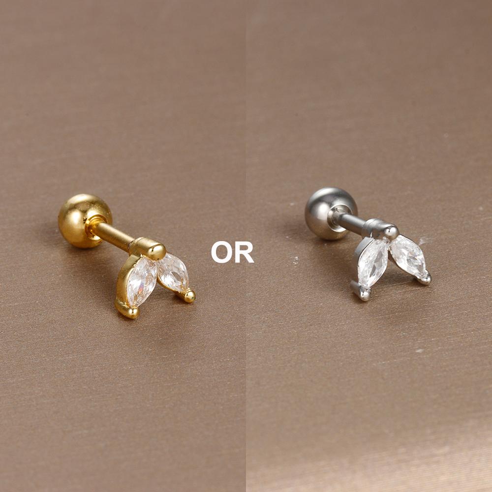 1PC 316L Stainless Steel Mini Zircon Cartilage Piercing Stud Earring For Women Girl Helix Tragus Body Zircon Statement
