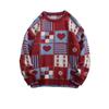 American Retro Plaid Heart Sweater - Red Autumn/Winter Knitwear for Couples