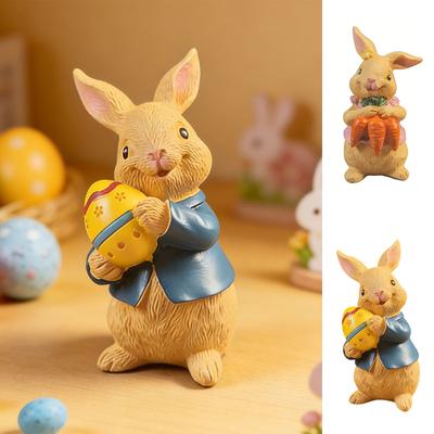 Easter Bunny Sculpture, Cute Indoor And Outdoor Bunny Statue, Suitable For Garden Patios, All-day Spring Holiday Tabletop Decoration