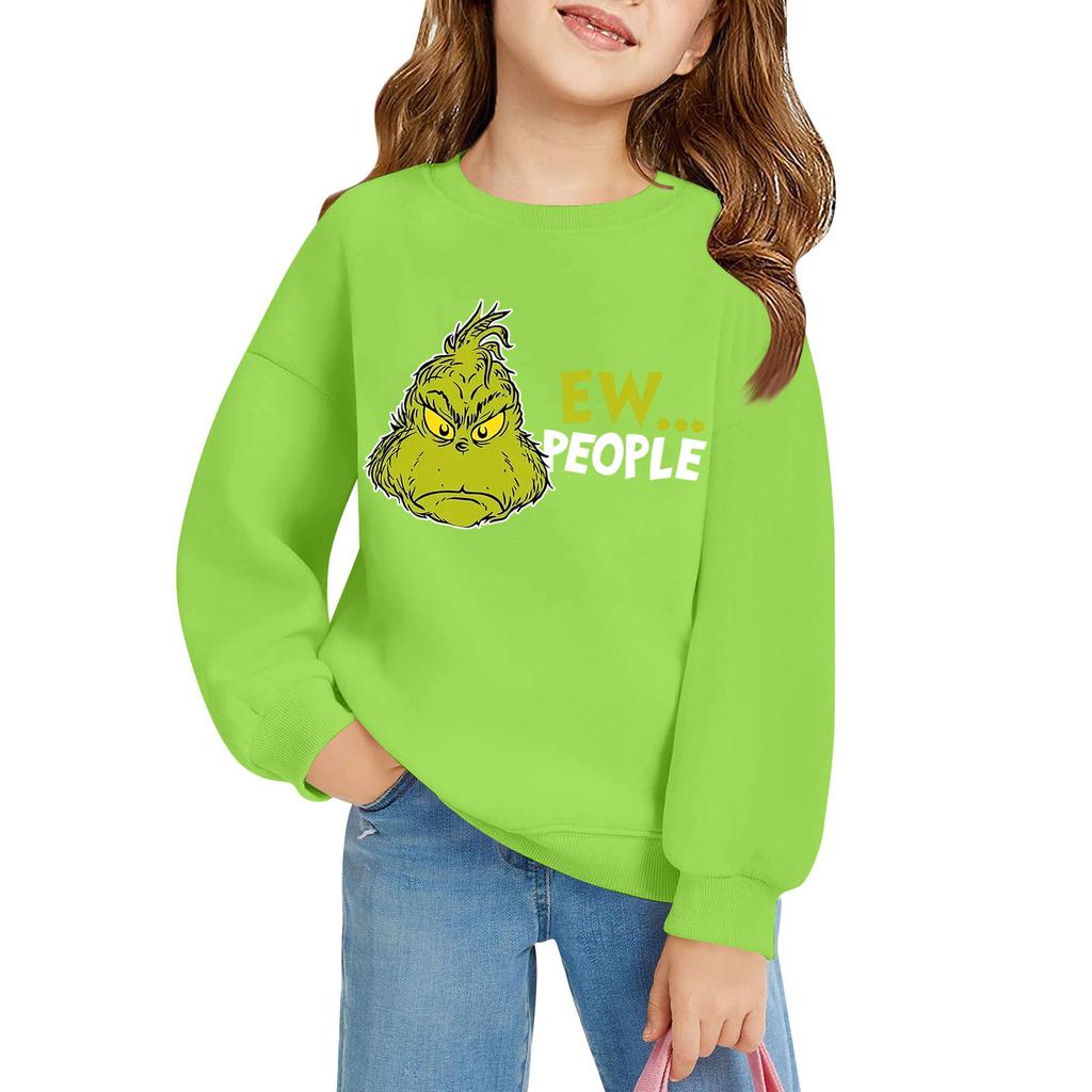 Kids' Long Sleeve Loose Pullover Letter Printed Round Neck Sweatshirt