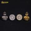 Fast Shipping Iced Out Screw Back Round Diamond 925 Silver Cluster Earrings VVS Moissanite Fine Jewelry Hip Hop Mens Earrings