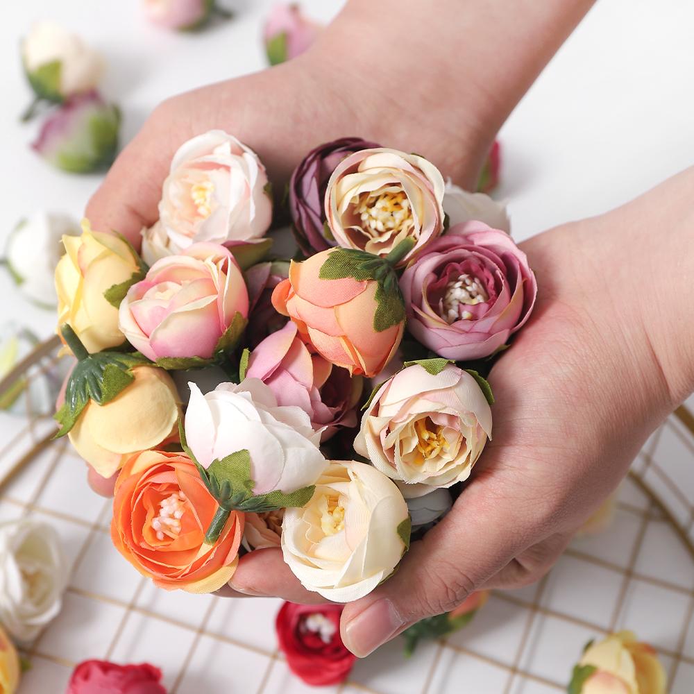 10/20Pcs Small Stamen Rose Artificial Flower Head Fake Flower for Home Decor Bride Clothing Craft Gift Garland Wedding Decoratio