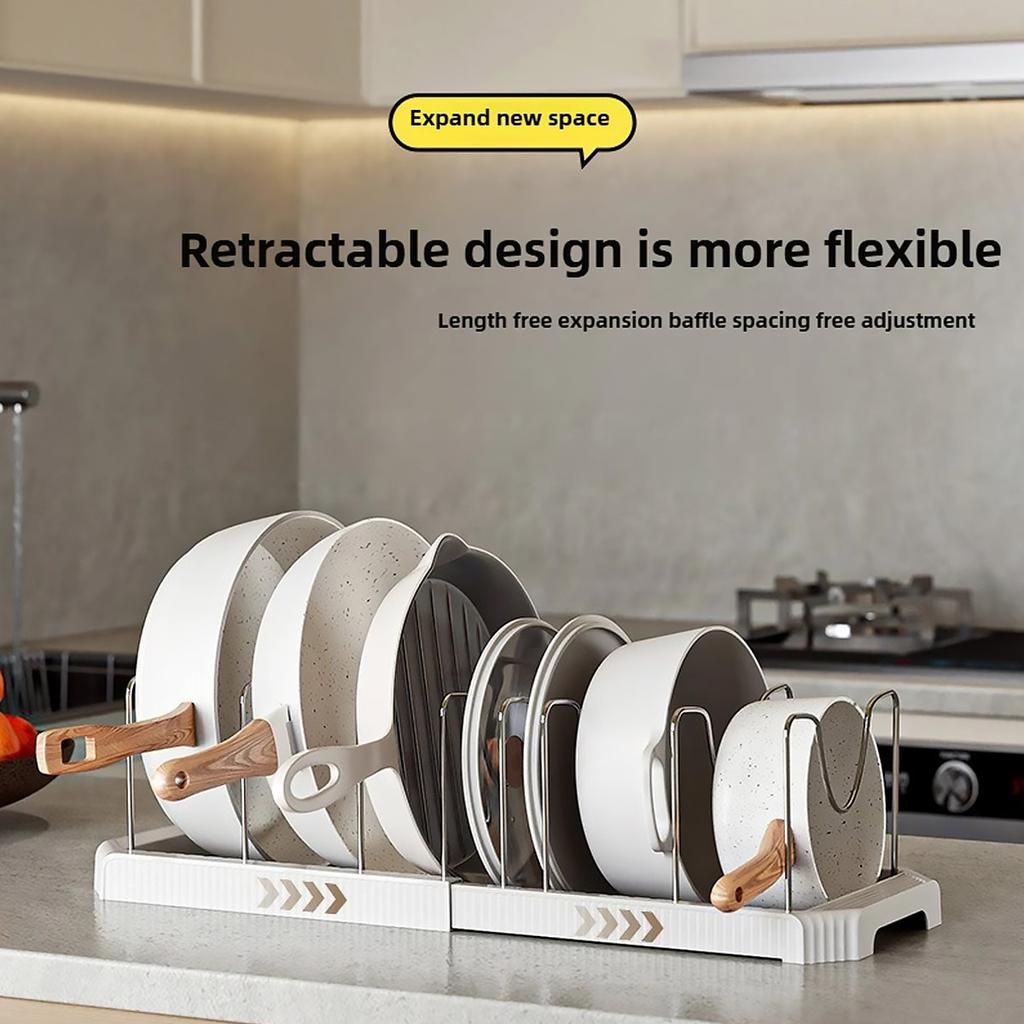Kitchen Shelf Retractable Pot Rack Countertop Drainer Stainless Steel Dish Holder Hole-Free Dish Organiser Kitchen Accessories
