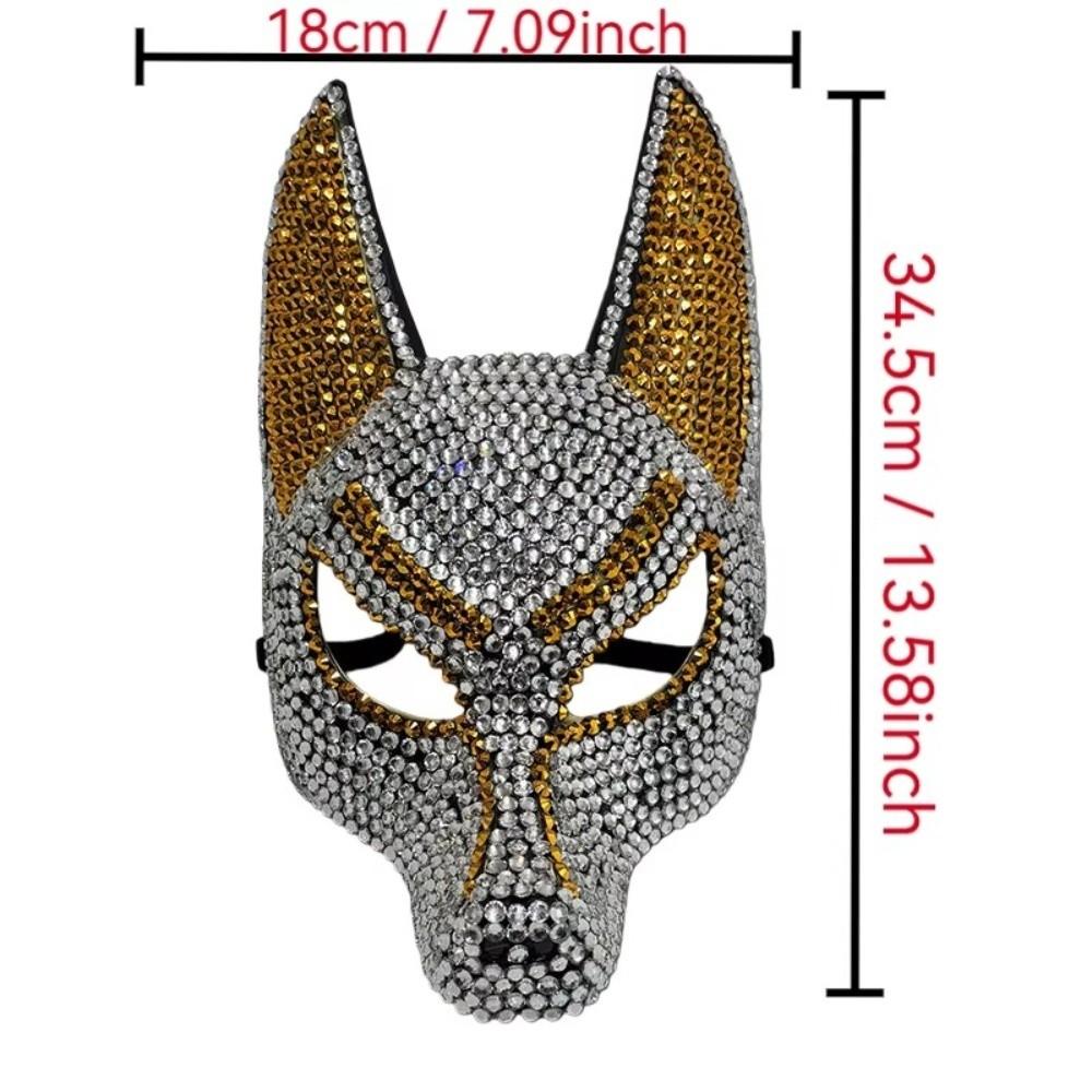 Creative Shiny Zircon Rhinestone Mask Luxury Design Decorations Halloween Mask Dress Up Props Elegant Anubis Mask Halloween