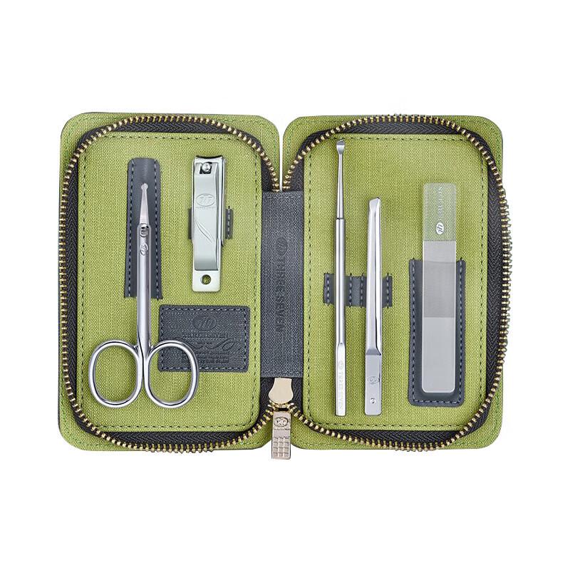 THREE SEVEN Avocado Green 5-Piece Carbon Steel Nail Care Set