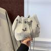 Elegant Women's Drawstring Bucket Butterfly Chain Shoulder Bag Fashion PU Top-Handle Solid Color Crossbody Bag KTY