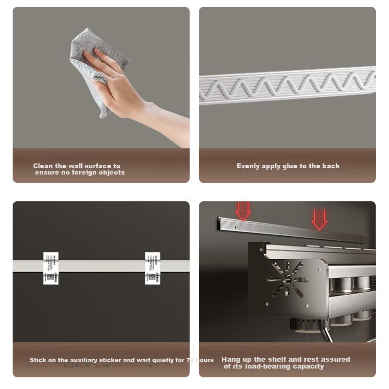 Scaffale da Cucina Moosen, Organizer da Parete per Utensili, Portaspezie, Portacoltelli, Scatola Porta Bacchette, Senza Foratura