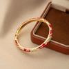 Traditional Flower Bangle Colorful Women's Hand Bracelet Vintage Cloisonne Bangle  Jewelry Gifts