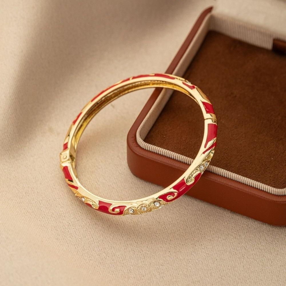 Traditional Flower Bangle Colorful Women's Hand Bracelet Vintage Cloisonne Bangle  Jewelry Gifts