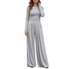 Damen Farbe Langarm Weiter Bein Jumpsuit Lässiges Mode Outfit für den Alltag