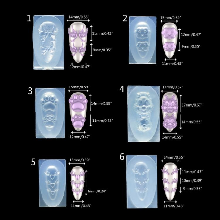 Silicone Nail Art Molds Flower Animal Cloud  Antler Pattern 3d Nail Carving Mold Silicone Nail Carving Mold Enduring
